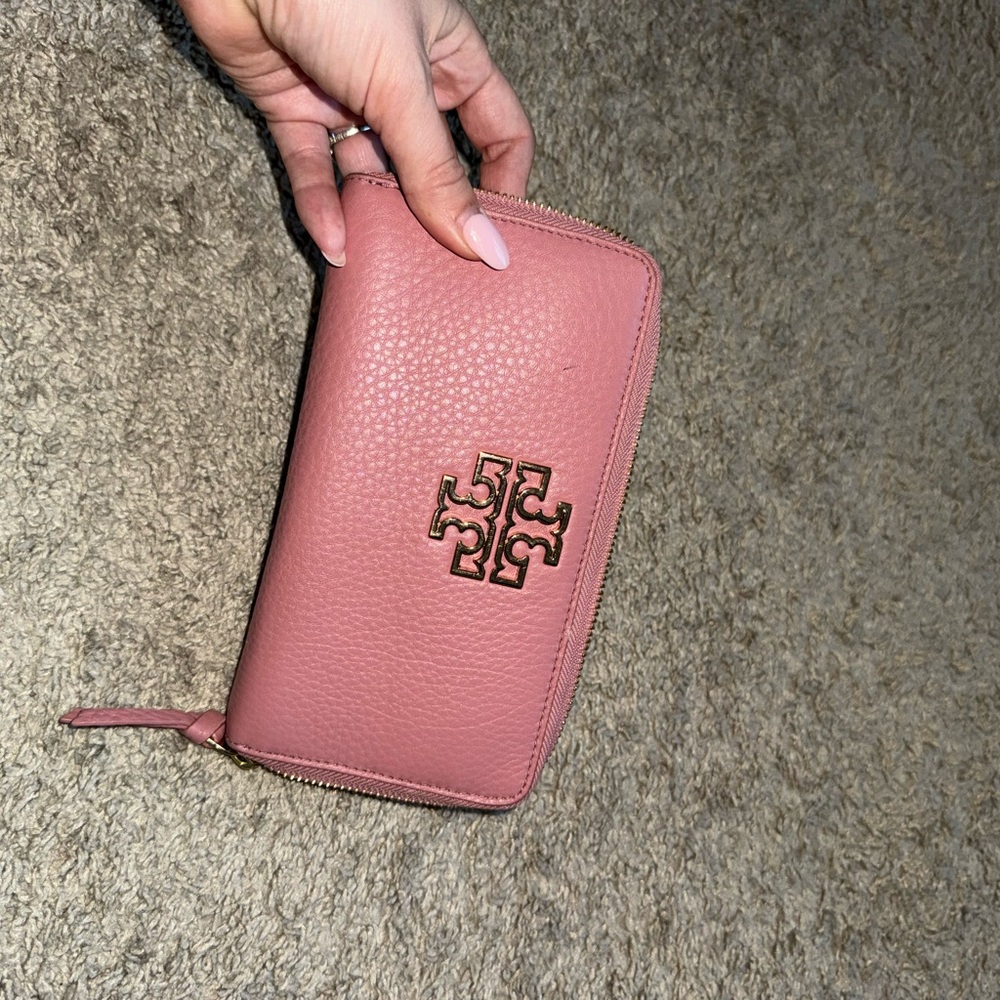 Tory Burch Pink Pebbled Leather Wallet